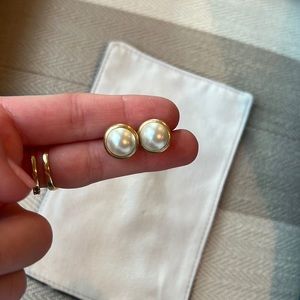 Vineyard Vines Pearl and Gold Earrings